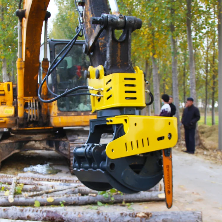 Log Grapple Saw Heavy Duty Hydraulic Attachment Fit 10‑15 Ton Excavator 550mm Max Cutting Diameter Tree Felling Forestry