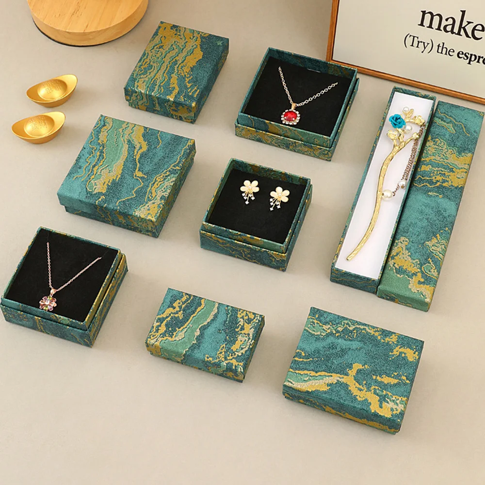 

50pcs Luxury Paper Jewelry Gift Boxes Packaging Earring Necklace Bracelet Rings Strait Style Cardboard Drawer Jewelry Packing