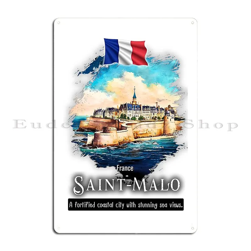 سانت مالو مدينة ساحلية مقينة مع مناظر بحرية مذهلة V4 لوحة معدنية تخصيص جدار مخصص جدار كهف تين تسجيل ملصق #2