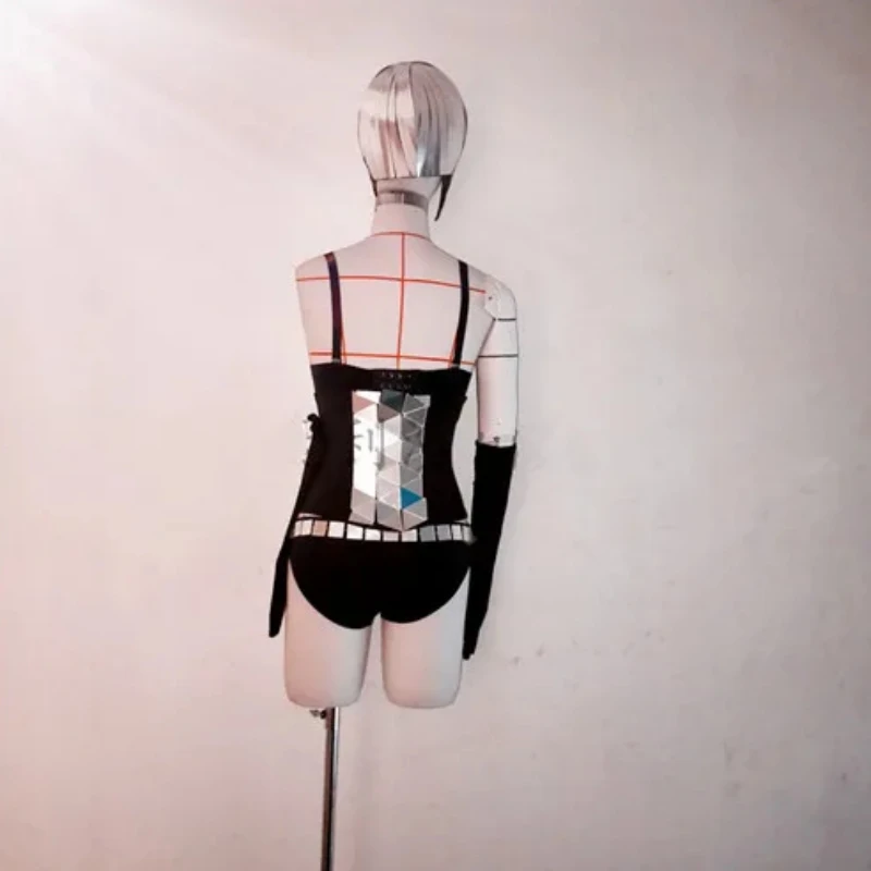 나이트 클럽 바 DJ 여성 댄서 팀 섹시한 무대 착용 골드 실버 미러 탑 반바지 장갑 가발 댄스 복장 공연 의상