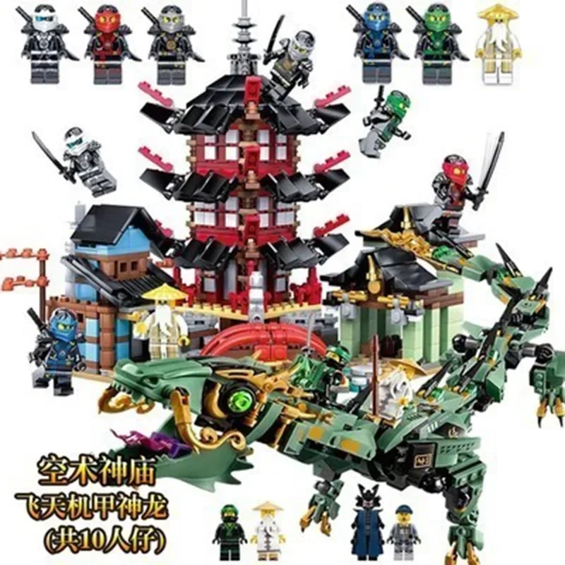 Nuevo Ninjagoed Airjitzu Temple Dragon establece bloques de construcción regalos de navidad juguetes para niños