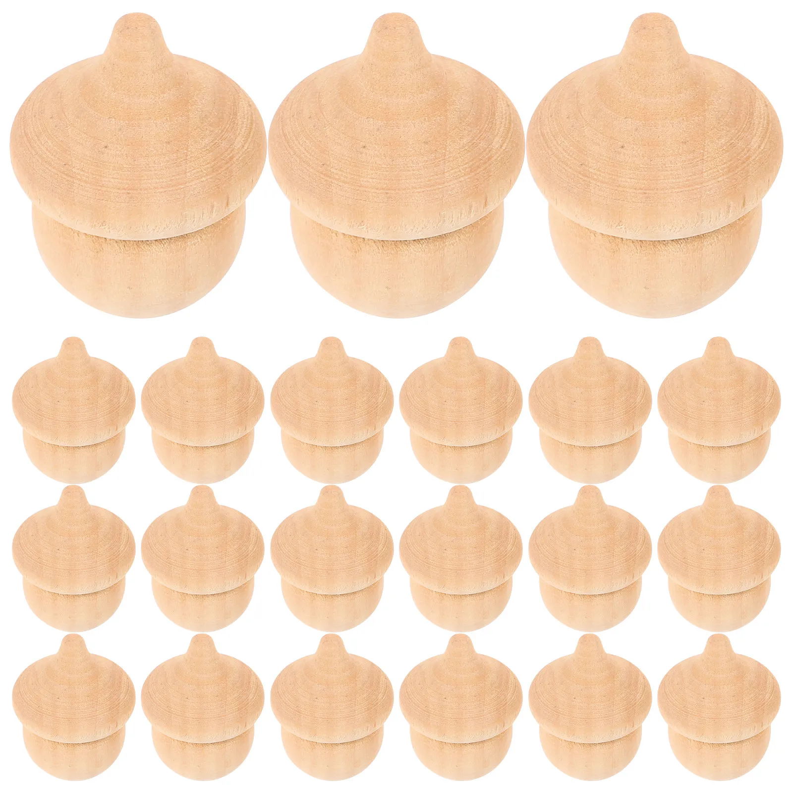 30pcs Unfinished Wood Acorn Ornaments DIY Craft Kit for Painting, Staining, Learning Activities & Bowl Fillers