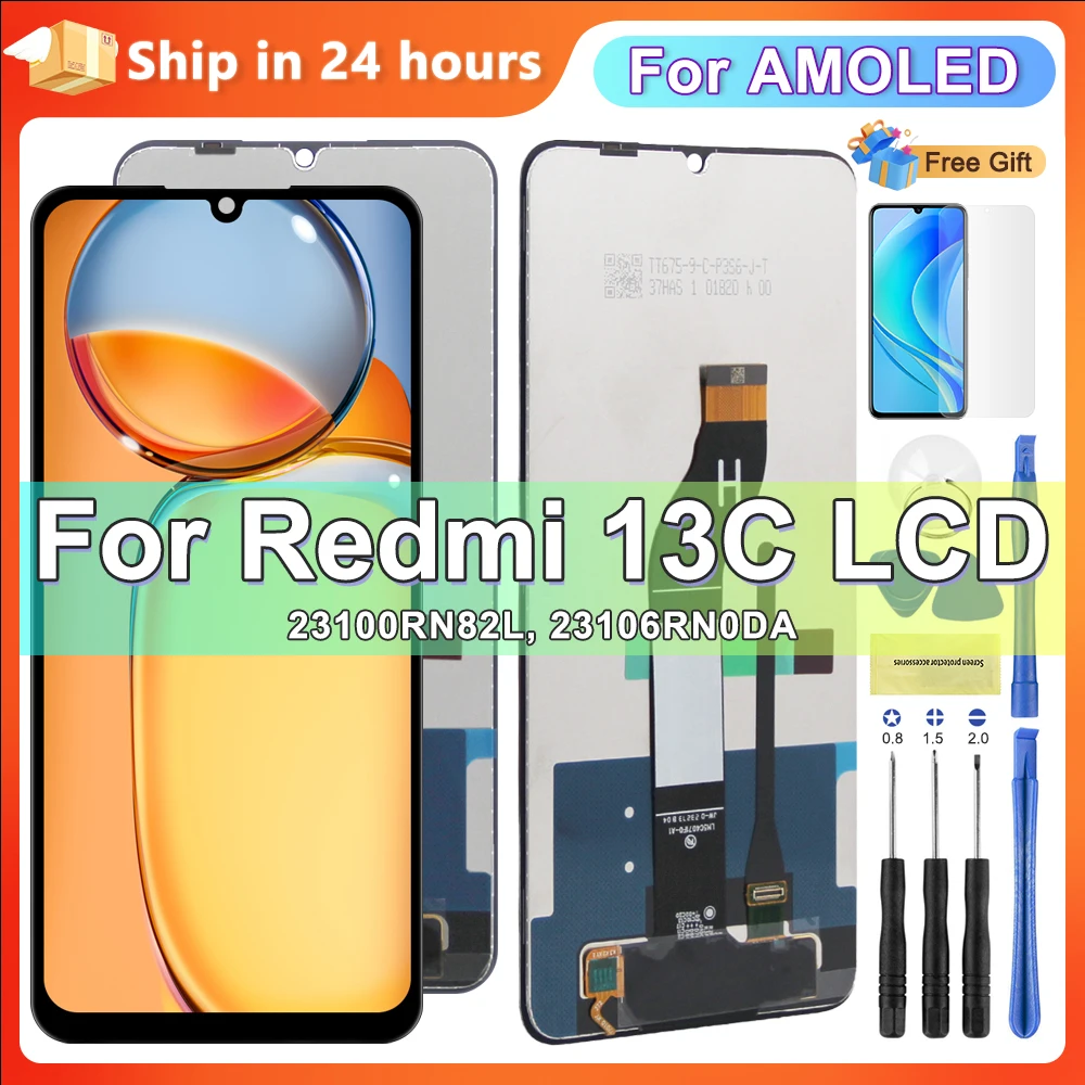 6.74\'\' AMOLED For Xiaomi Redmi 13C 23100RN82L LCD Display Touch Screen Digitizer Assembly For Xiaomi Poco C65 Replacement Parts