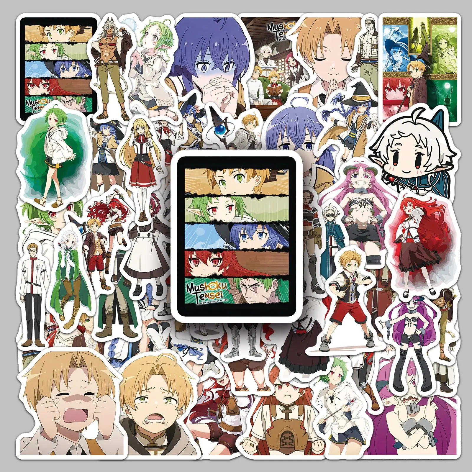 50 Stück Anime Mushoku Tensei Japanische Wasserfeste Dekor-Aufkleber für Tagebuch, Guka, Laptop und Handy