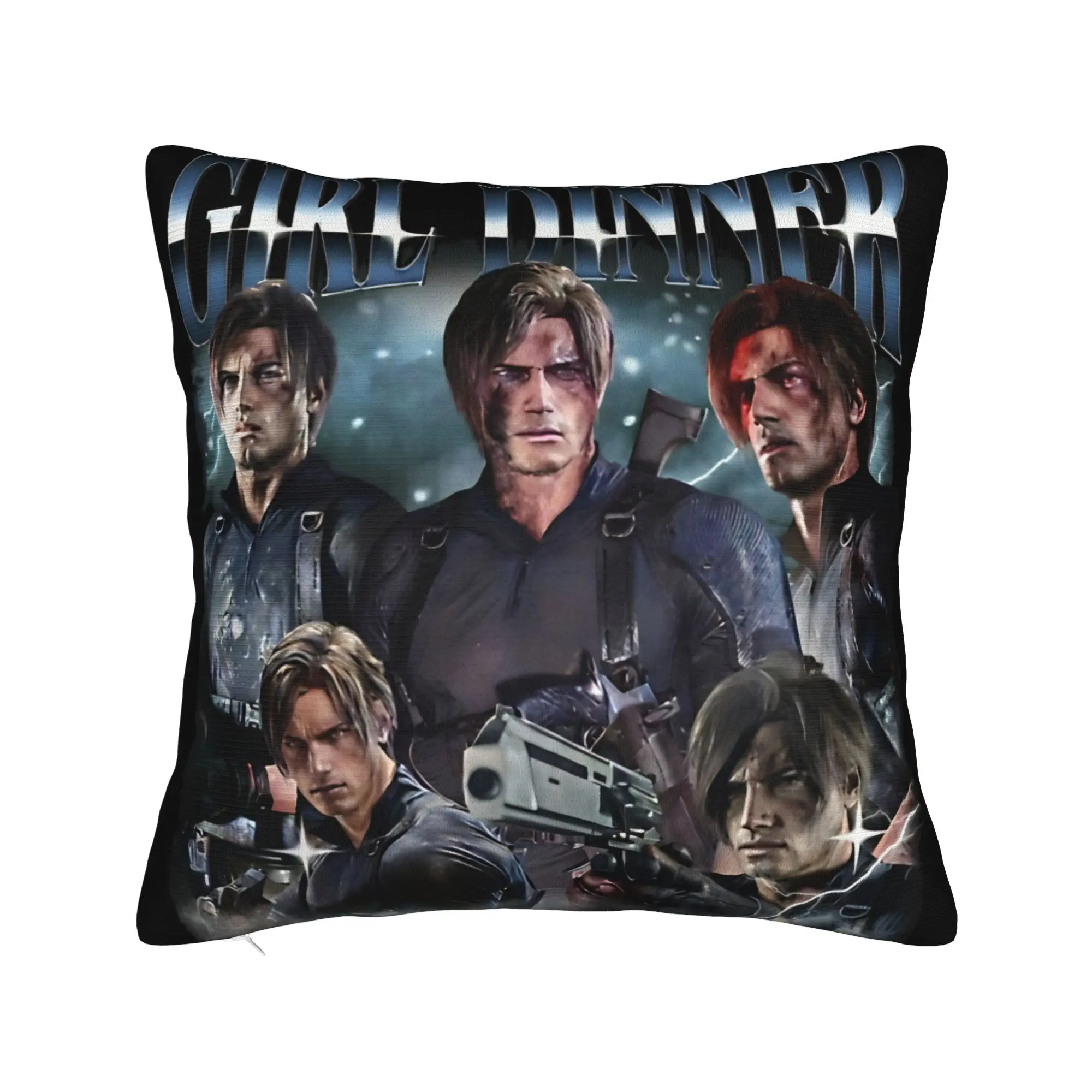 Leon Kennedy Girl Dinner Resident Evil Pillow Cover  Morden Pillow Case For Sofa Bedroom Home Decor Soft Pillowcases Gift Idea