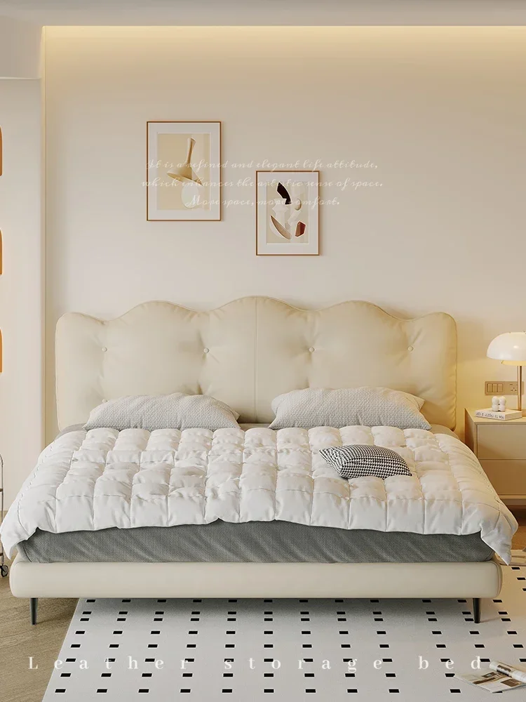 Modern simple technology cloth bed cream wind cloth bed