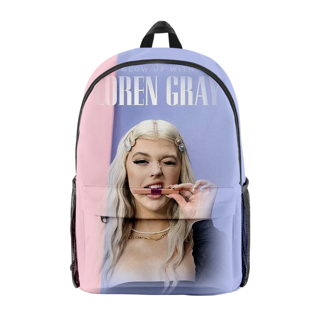 Mochila para alumnos Loren gris, moda Popular de Hip Hop, mochilas para Notebook con estampado 3D, mochilas de viaje impermeables Oxford para niños y niñas