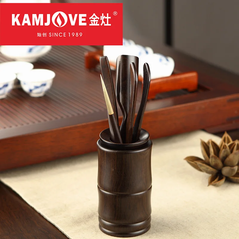 

[GRANDNESS] Kamjove Chinese Cha Dao Set 6 Pieces Ebony Tea Set Kung Fu Tea Accessories Tea Ceremony Utensils Six Gentleman