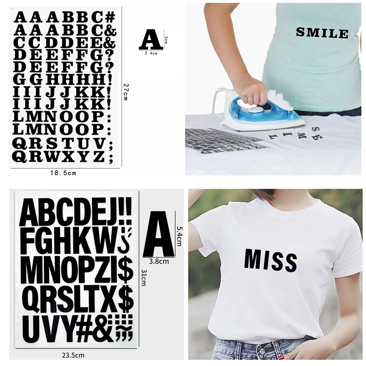 Letters Iron on Patch for Clothing T-Shirt Hat Decorations, Alphabets Sticker Heat Transfer Patches