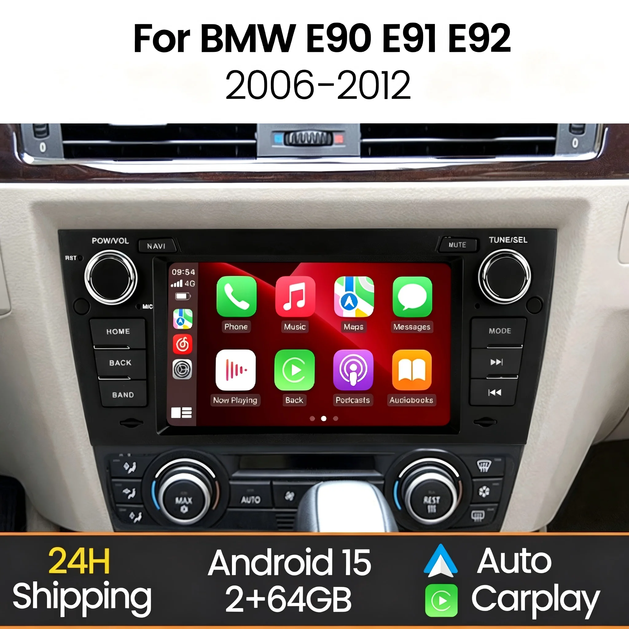 MEKEDE Drahtlose CarPlay Android Auto Auto Radio Für BMW 3-Serie E90 E91 E92 E93 2005-2013 multimedia Navigation GPS Video BT