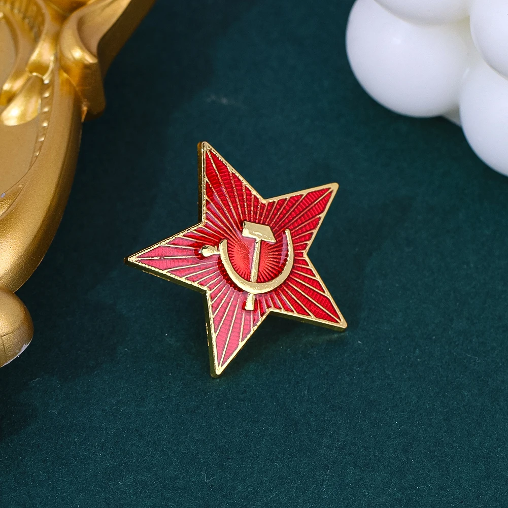 WWII Soviet Five Pointed Order of The Red Star Brooch Glorious Labor Red Flag Lenin Honor Medal Classics Retro Brooch Pendant