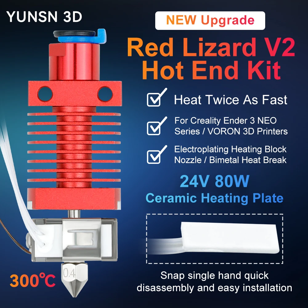 

VORON 2,4 Hotend обновленная красная ящерица V2 гальванизированная сопла три-металлический Тепловой разрыв для 3D принтера CR-10 Ender5 S1 Ender-3 V2 Pro