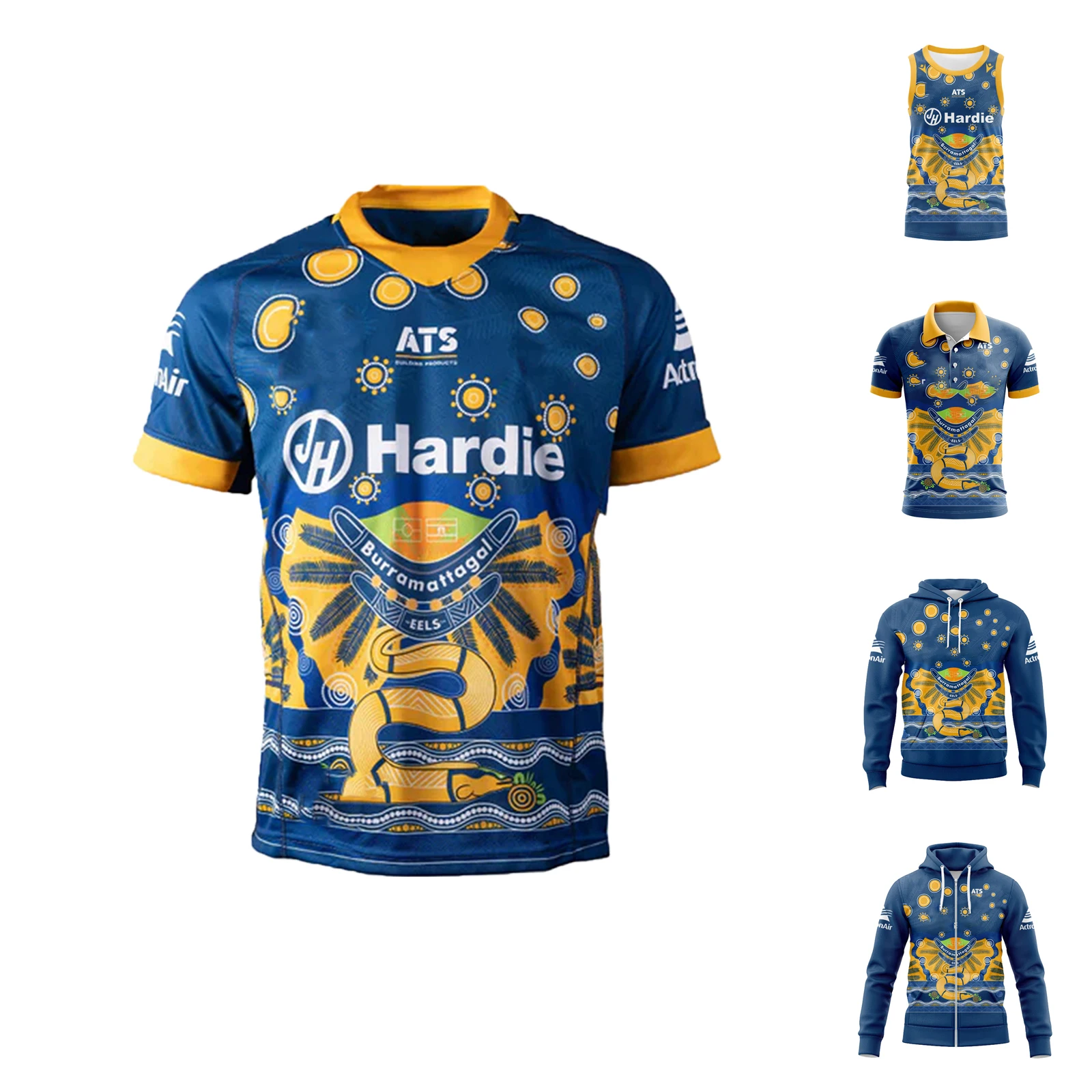 

2025 Eels Men's Indigenous Rugby Jersey - Sporty V-neck Design