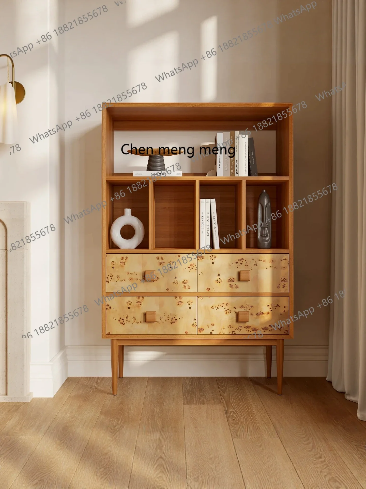 

X Medieval style, ash wood living room retro display, storage, study storage cabinet