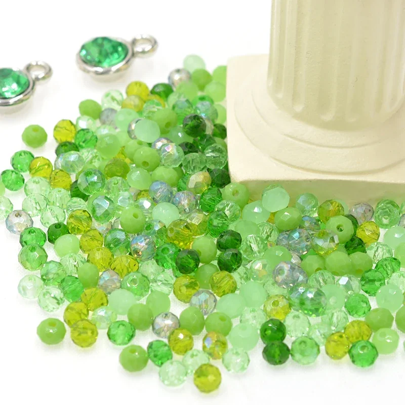 Light Green Multicolor 4/6mm 145/50pcs Rondelle Austria Faceted Crystal Glass Beads Quartz Spacer Round Beads for Jewelry Making