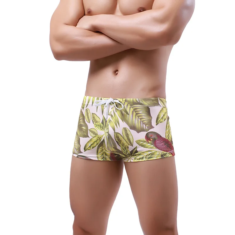 Men's swimming trunks new printed elastic swimming trunks tethered swimming trunks youth fashion men's swimsuit A911