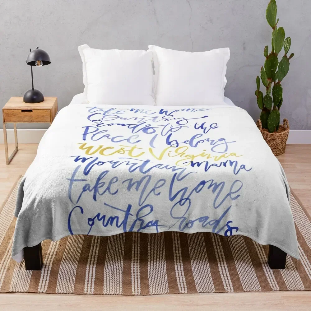 

Take Me Home Country Roads Watercolor Lyrics Throw Blanket Single Summer Beddings Furry Soft Blankets