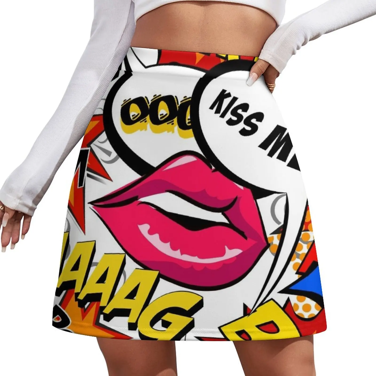 

Pop artсomic art with speech bubble. Mini Skirt modest skirts for women Women skirt korean style
