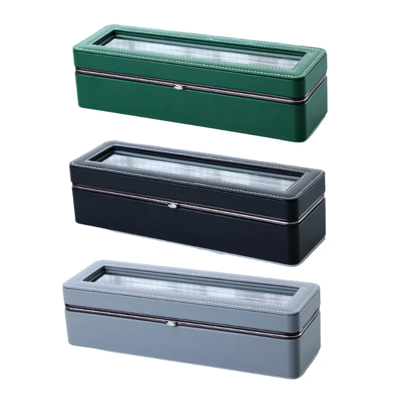 Portable Watch Storage Box Bangle Box Stylish Leather Watch Box Watch PU Material Watch Case for 6 Watches