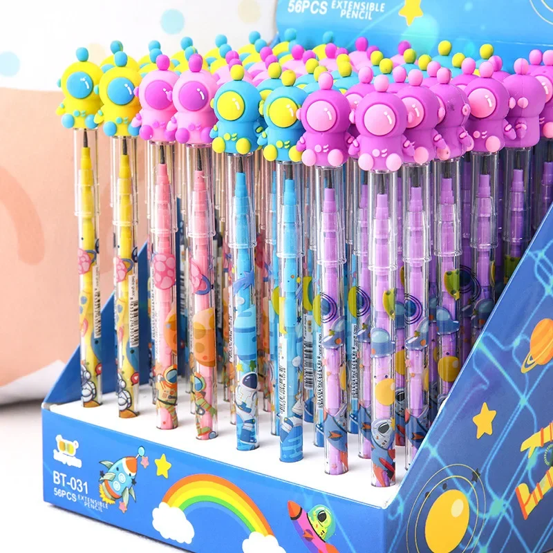 20 unids/lote de bonitos dibujos animados sin afilar lápiz Kawaii astronauta unicornio bloques de construcción bolígrafos desmontables papelería escolar para niños