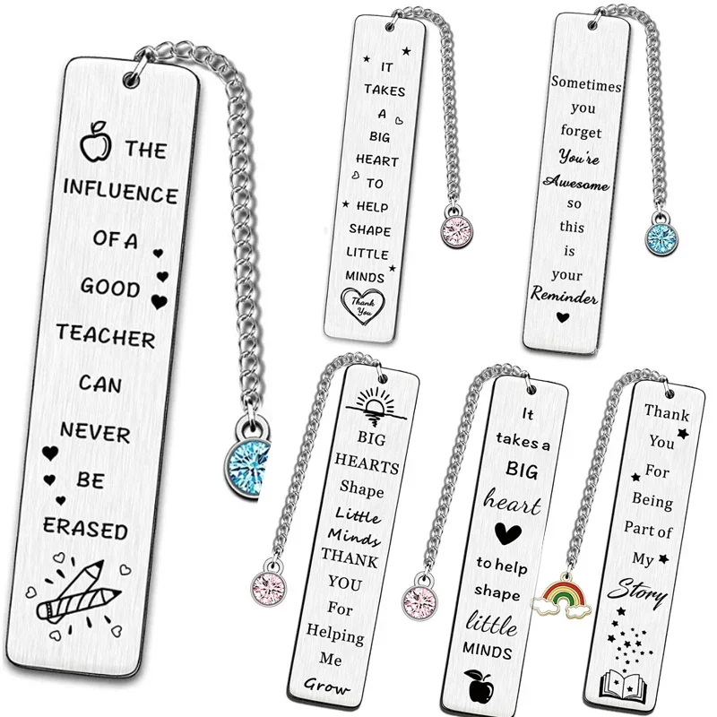 Stainless Steel Metal Leaf Rhinestone Pendant Bookmark Student Teacher Gift Read Home Bookmark Learn Supplies Teachers Day Gift