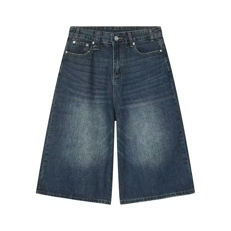 Y2k Men's Jeans Shorts American Style Vintage Loose Fit Wide Leg Straight Leg Denim Fashion Design Summer Gothic Washed Shorts