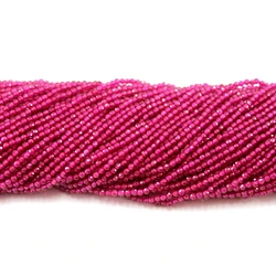 Natural Ruby Faceted Round Loose Strand Tiny Small Stone Beads 2 MM 15Inch For Jewelry Making Bracelets Necklace Accessories