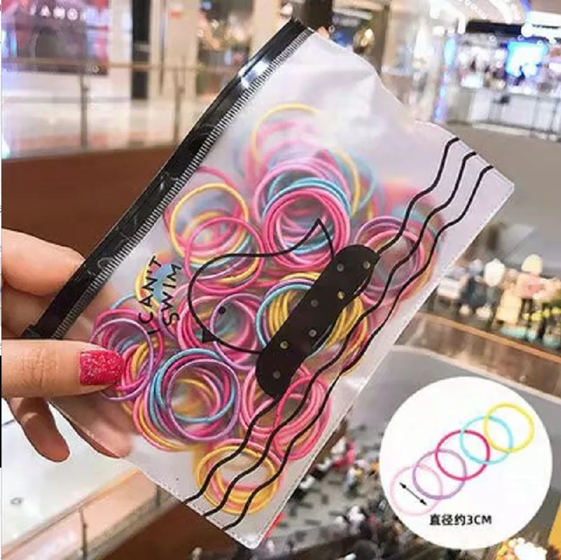 Fashionable 100 Pcs Set With High Elasticity Rubber Bands That Can Be Reused High-Quality Children's Hair Rings And Accessories image 2