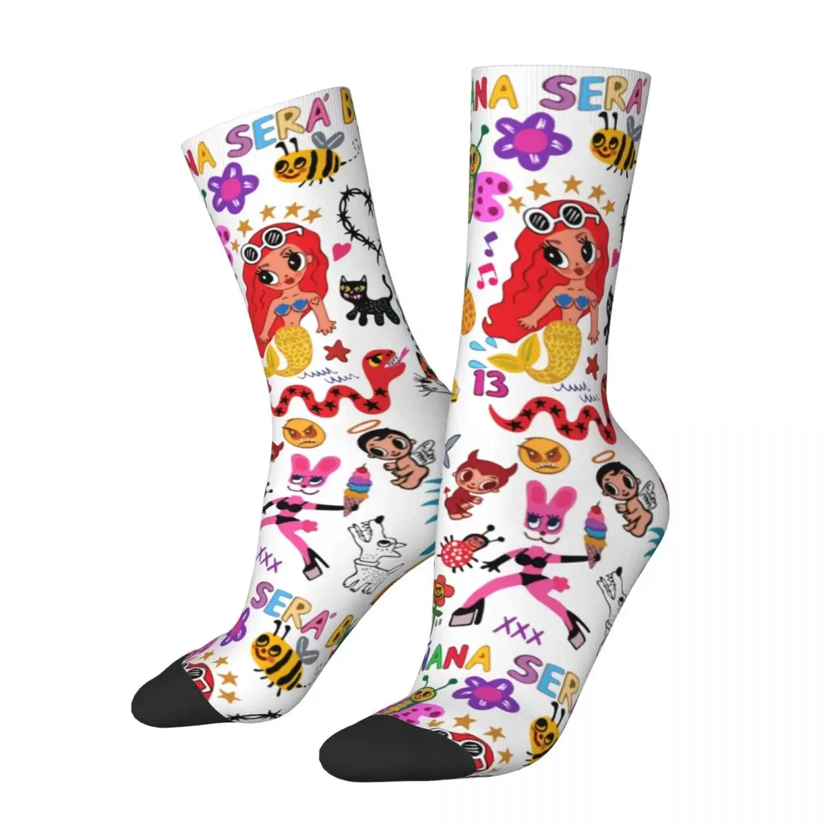 

New Men's Socks Harajuku Manana Sera Bonito Karol G Sirenita Bichota Sock Sport Women's Socks Spring Summer Autumn Winter