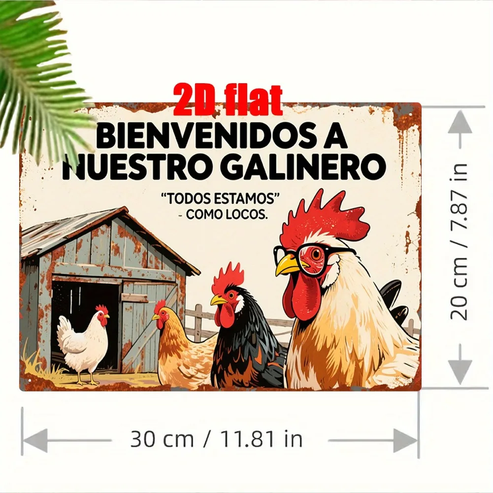 Spanish Funny Welcome To Our Chicken Coop Vintage Metal Tin Sign Farm Backyard Wall Decor
