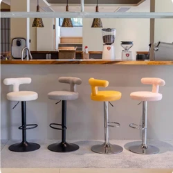 Nordic Bar chair Teddy velvet soft stool Cafe counter swivel chair home kitchen high stool Front desk lift work stool furniture