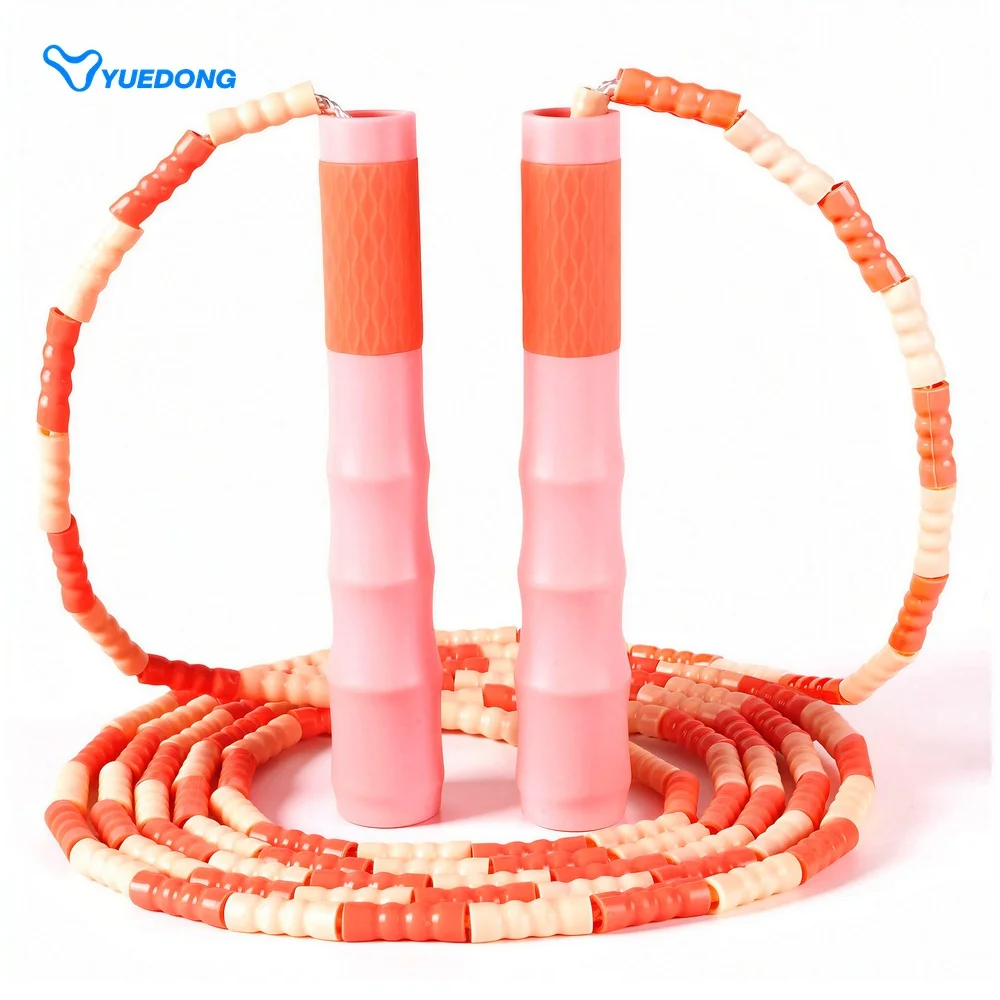 Beginners Beaded Jump Rope Adjustable Segmented Skipping Rope Women Childens Tangle-Free Beaded Speed Rope for Fitness Boxing Workout Gym Training 2.4M Length