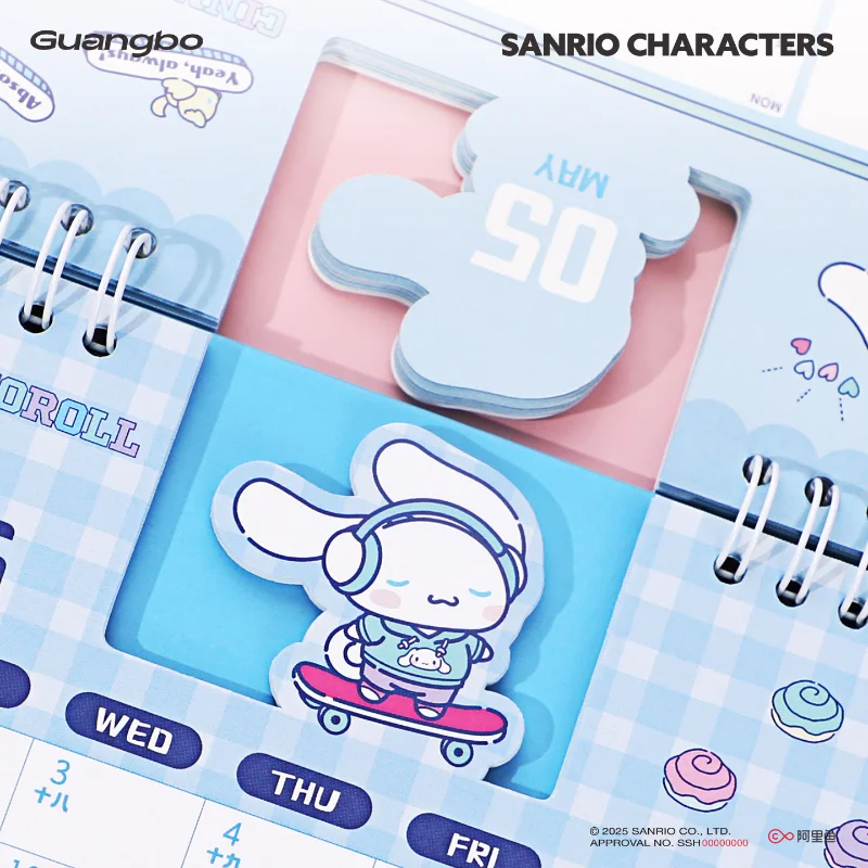 2026 مرحبا كيتي أجندة مكتبية /رزنامة مكتبية الكرتون لفائف التقويم مع مذكرة ملاحظات منضدية الوجه الجدول الزمني سطح المكتب الديكور مكتب القرطاسية #5