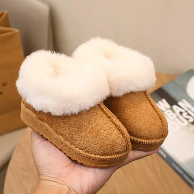 2026 Winter New Children Cotton Boots for Boys Girs Fashion Soft Bottom Anti-slippery Versatile Keep Warm Kids Shoes