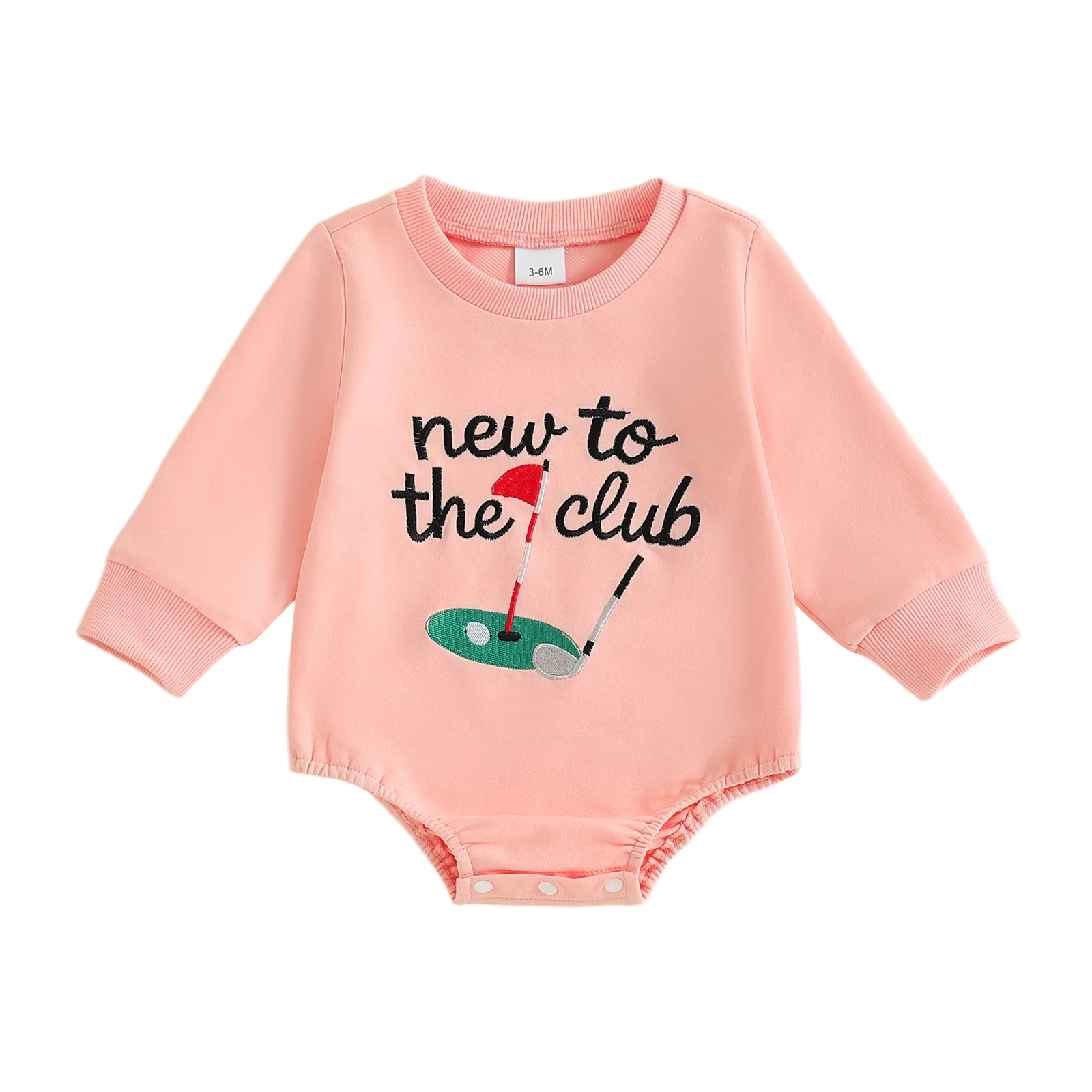 

Baby Girls Fall Romper Golf Letter Embroidery Long Sleeve Round Neck Bubble Jumpsuit
