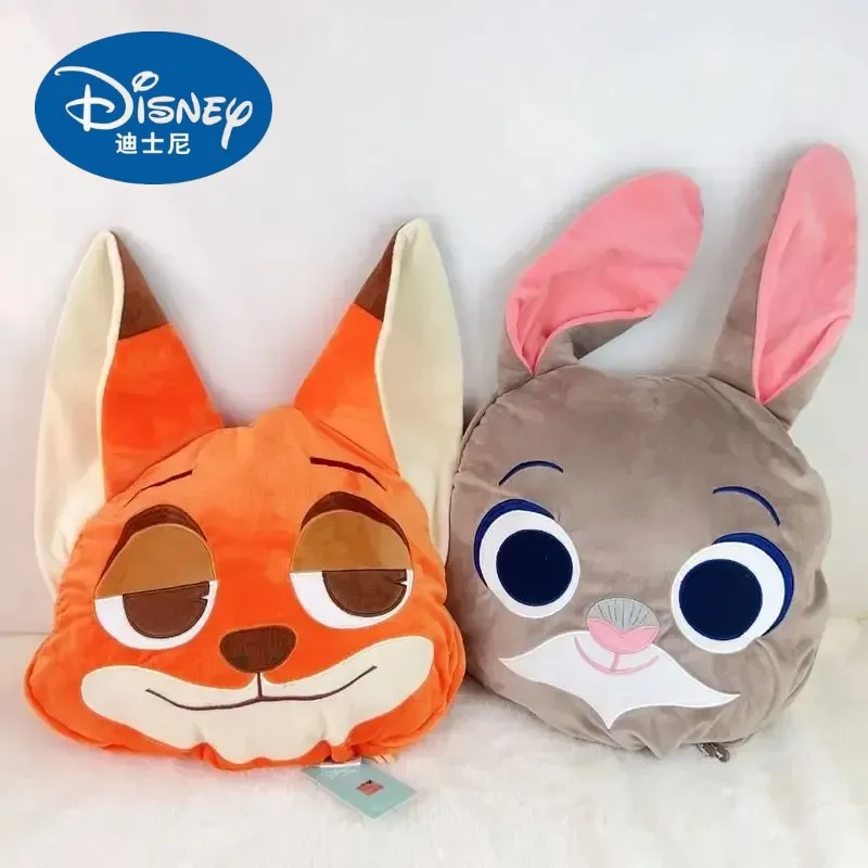 

Disney Blanket Stitch Plush Pillow Zootopia Dual Use Soft Stuffed Cushion Blanket Nick Air Conditioning Cushion Coral Fleece Gif