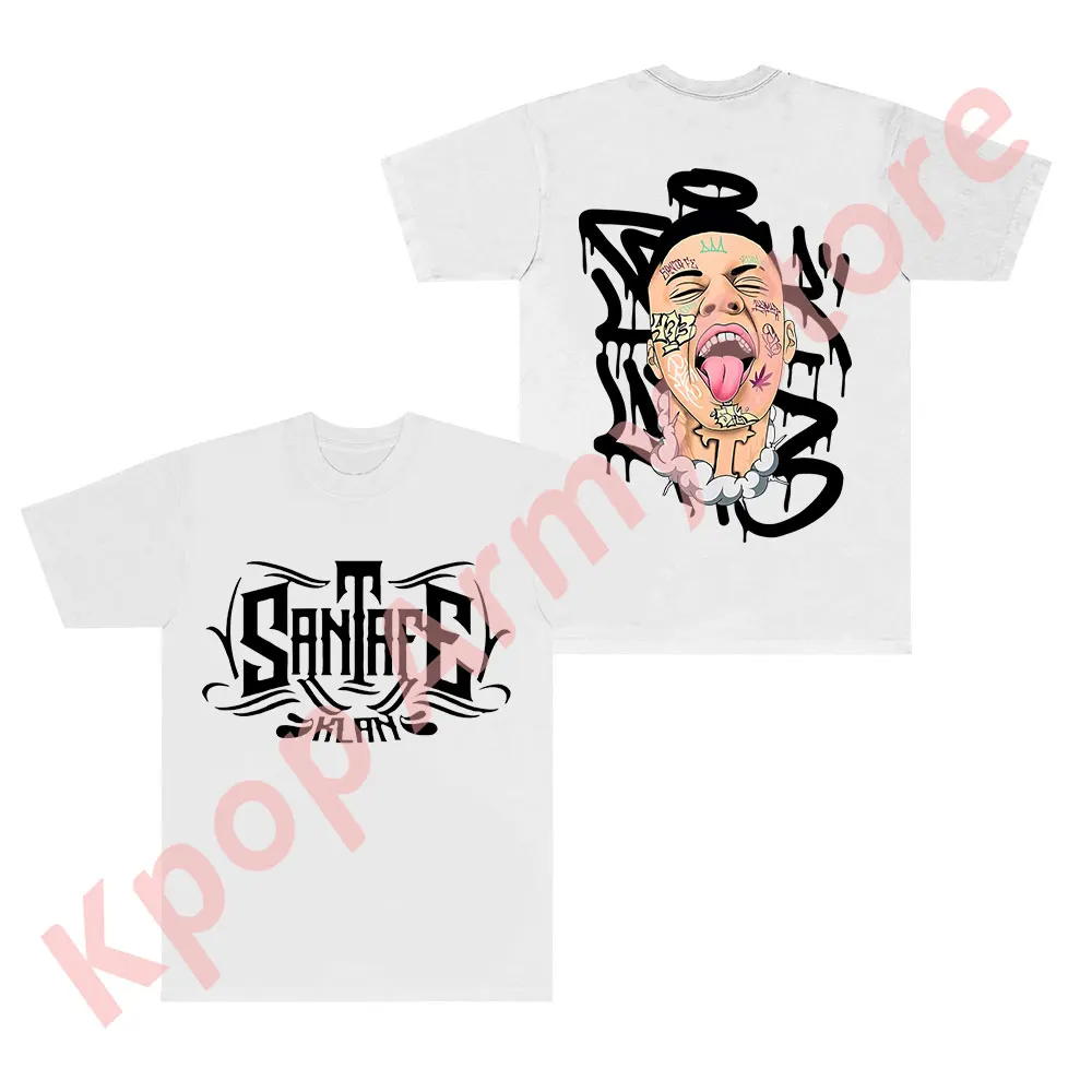 

Santa Fe Klan Angel Face T-shirts Blanco y Negro Tour Merch Women Men Fashion Casual Short Sleeve Tee