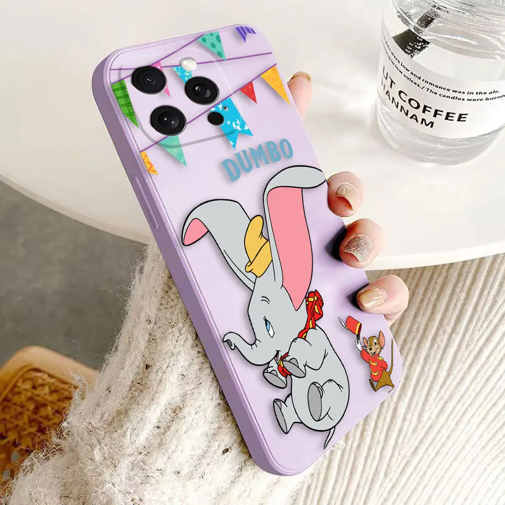 Disney Cartoon Dumbo Cover Phone Case For Apple iPhone 16 15 14 13 12 11 PRO MAX PLUS Colour Soft Silicone Case Funda Shell Capa