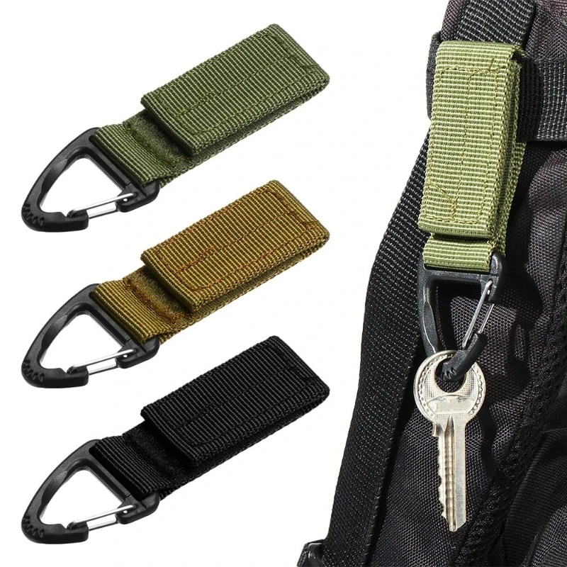 

3pcs Tactical Hanging Buckle Nylon Molle Backpack Belt Buckle D-Shaped Outdoor EDC Keychain Hook 360 Degree Rotating Buckle