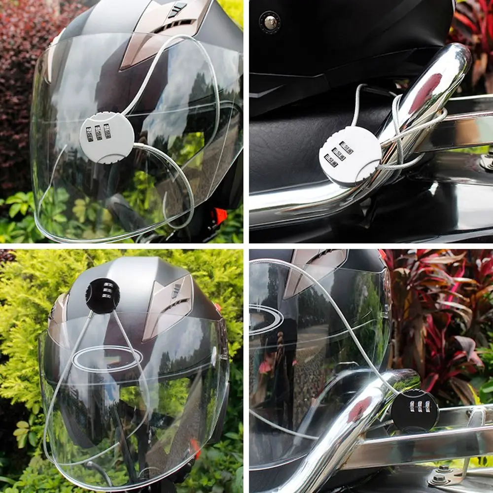 Extended Steel Cable Password Padlock, Anti-Theft Security Lock for Motorcycle Helmet, Universal Combination Lock for Electric