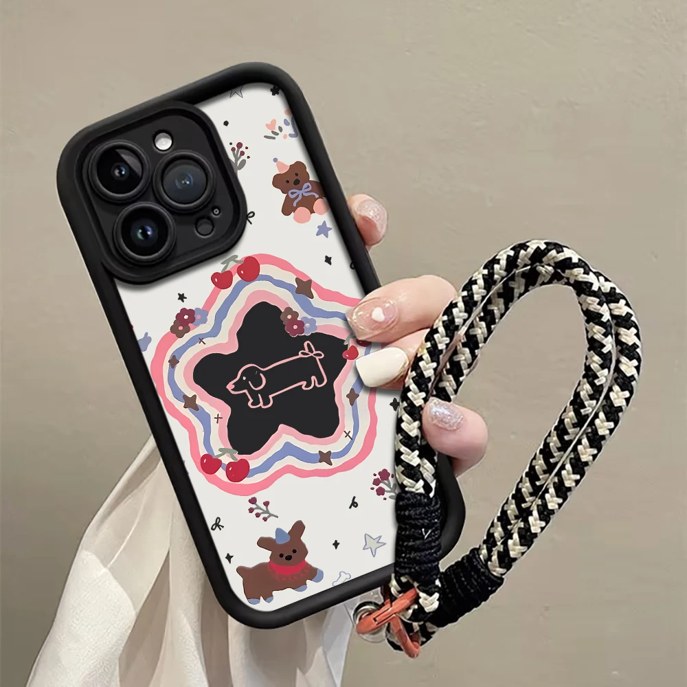 Cartoon Star Dachshund Riemen-Seil-Handyhülle für Samsung Galaxy Note 20 Ultra S24 S25 S26 Plus S24 FE S23 S24 S25 Ultra Cover – Detail 1