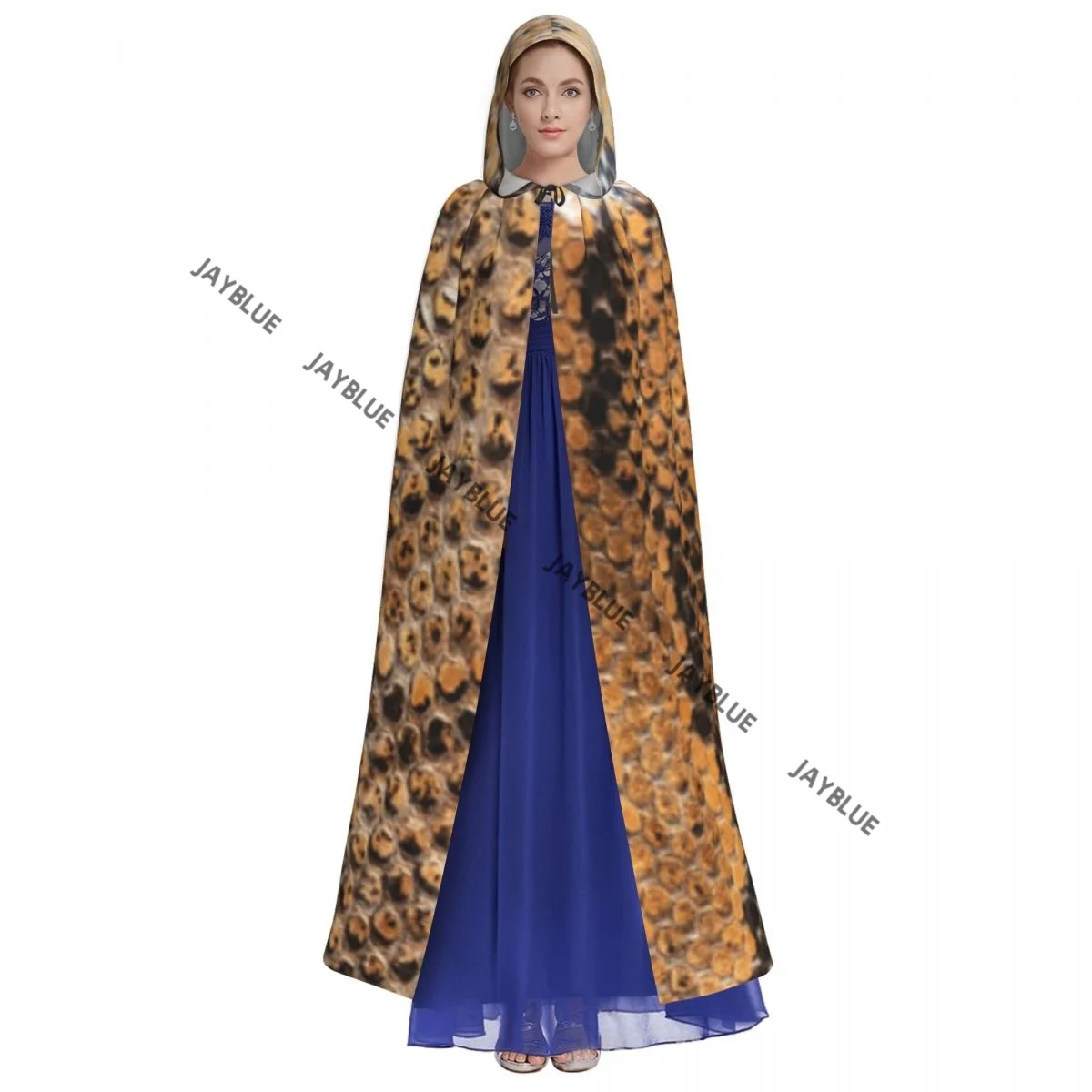 Long Cape Cloak Python Snake Skin Background Hooded Cloak Coat Autumn Hoodies