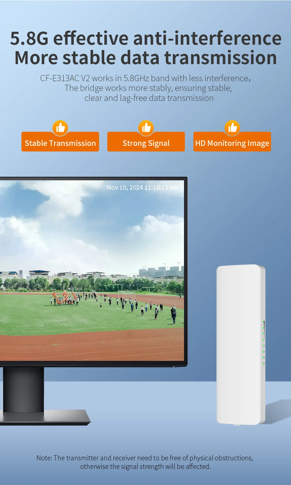 Comfast 5KM 5,8G WiFi Bridge Outdoor CPE 900Mbps Access Point Router Long Range Extender Repeater AP PTP 48VPOE Power Wasserdicht – Detail 6
