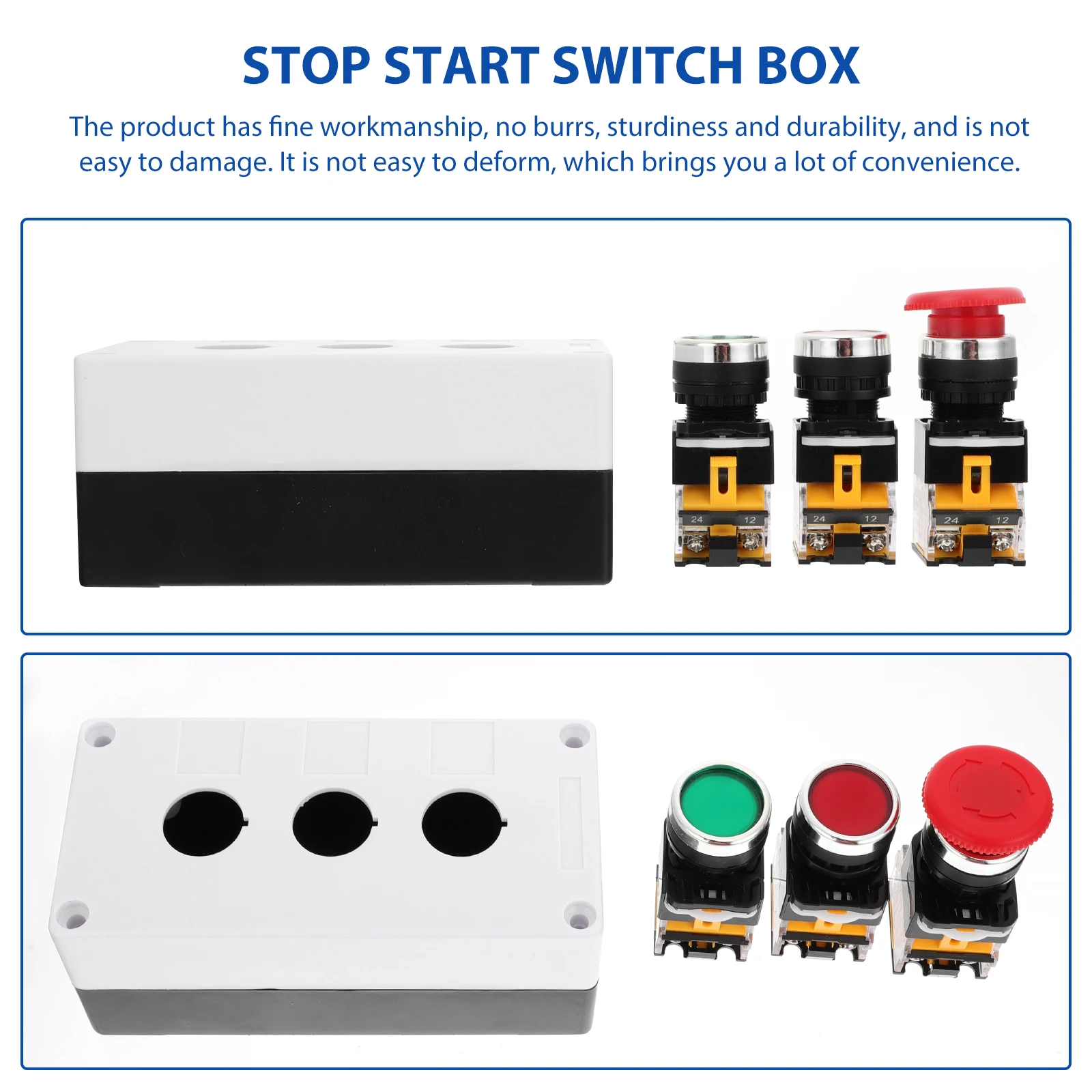

1pc Emergency Stop Start Switch Box Fine Workmanship Sturdy Durable Simple To Use Factory Terminal Box