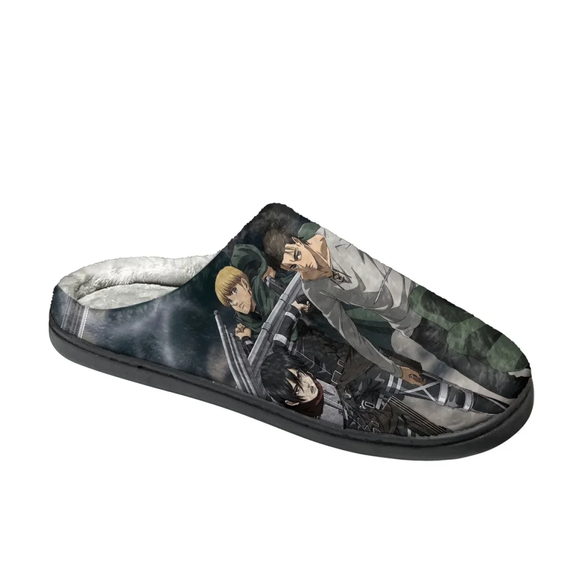 Winter Frauen gemütliche Wohnungen Baumwolle Hausschuhe Anime Angriff auf Titan Design Indoor warme Schuhe rutsch feste Home Paar Rutschen Hausschuhe