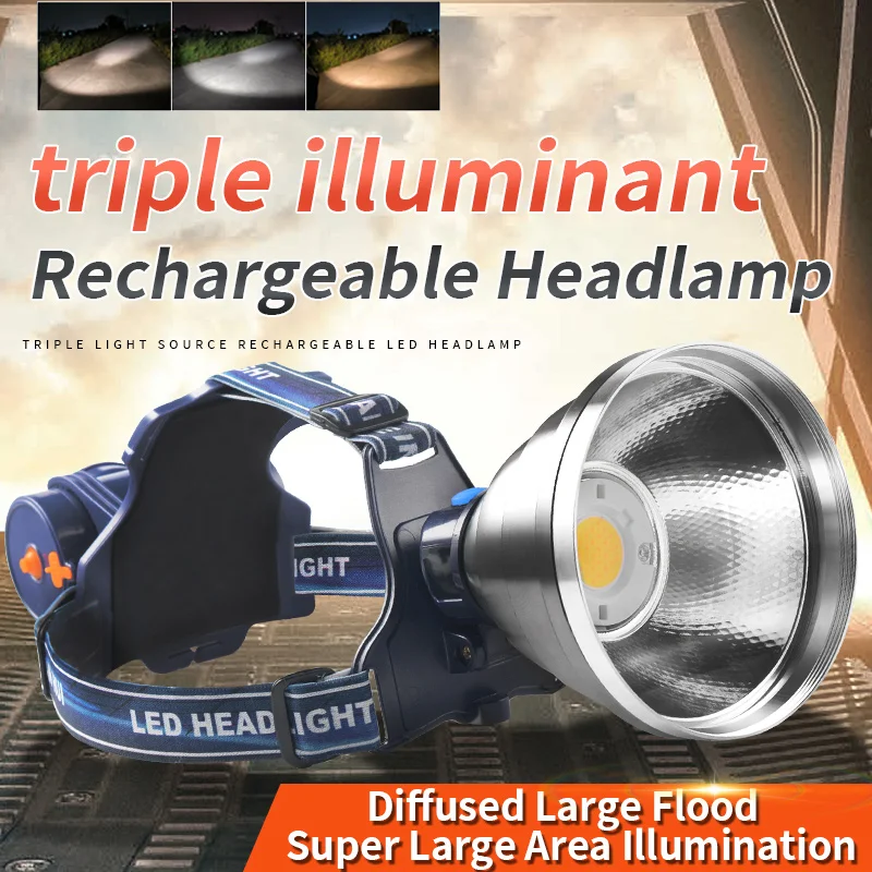 Outdoor Camping Head Lamp High Power 10W Rechargeable LED Headlamp built-in 4800mah lithium Headligh