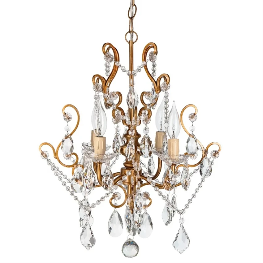 Custom European vintage gold crystal pendant lights hotel living room corridor balcony bedroom light home pendant lamps fixtures