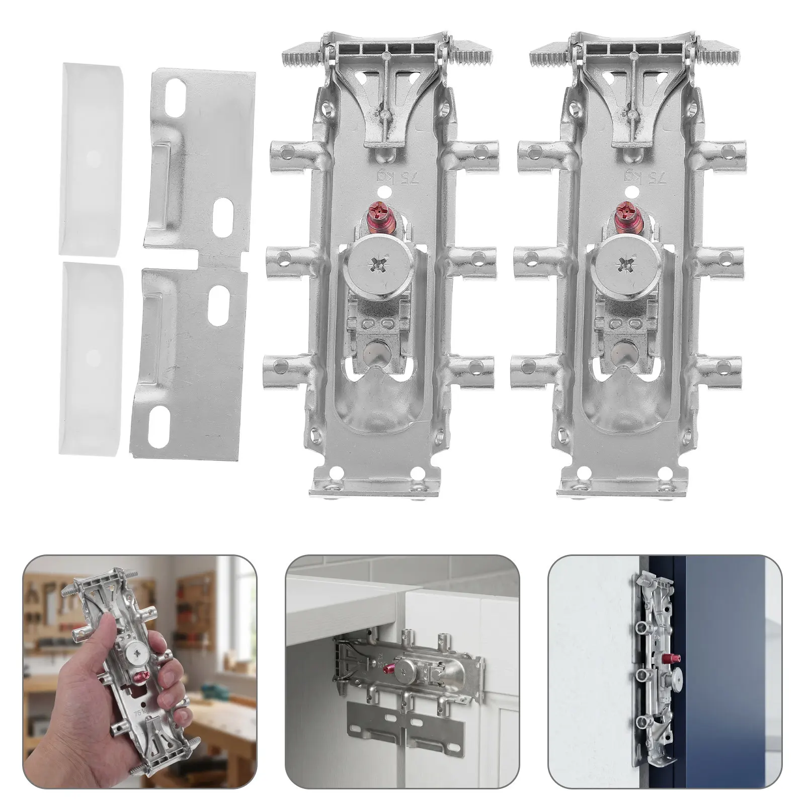 1Pair Concealed Kitchen Cabinet Hangers Heavy Duty No Drill Wall Mount Brackets Cabinet Bracket Support for Kitchen Bathroom