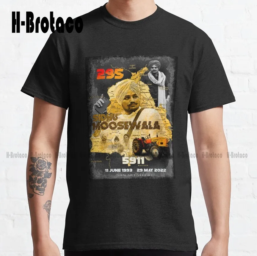 Sidhu Moosewala Classic T-Shirt Custom Aldult Teen Unisex Digital Printing Tee Shirts Creative Funny Tee Xs-5Xl Unisex Retro