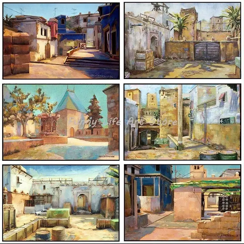 Classic Counter Strike CSGO Gun Shooting Game Scene Posters  Canvas Wall Art Prints for Living Room   Perfect Gift for Game